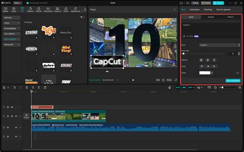 CapCut mobilalkalmazás felület
