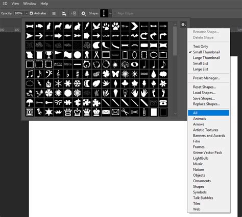 Photoshop alakzatok panelje