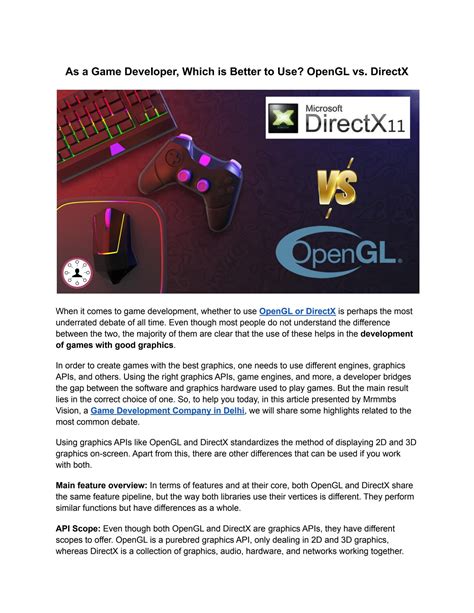 OpenGL vs DirectX