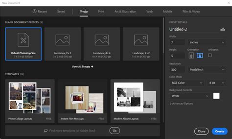 Photoshop New Document párbeszédablak háttérszín beállítással