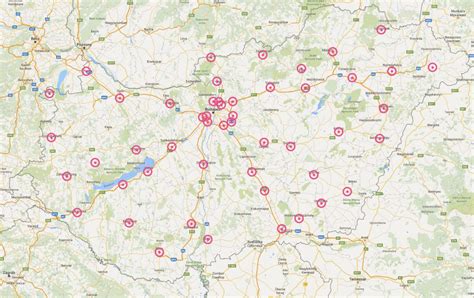Térkép az E.ON töltőállomások elhelyezkedéséről Magyarországon
