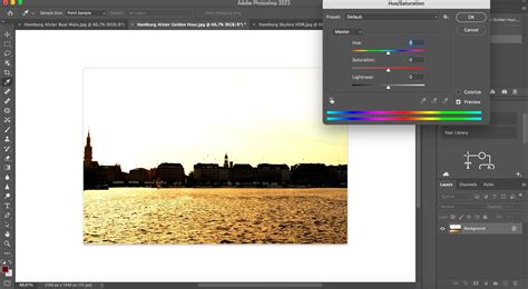 Hue/Saturation csúszka Photoshopban