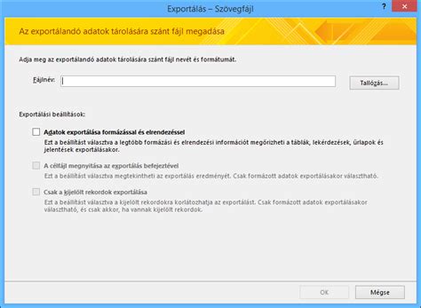 SVG exportálási beállítások párbeszédablak