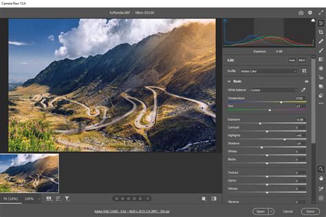 Camera Raw filter beállításai Photoshopban