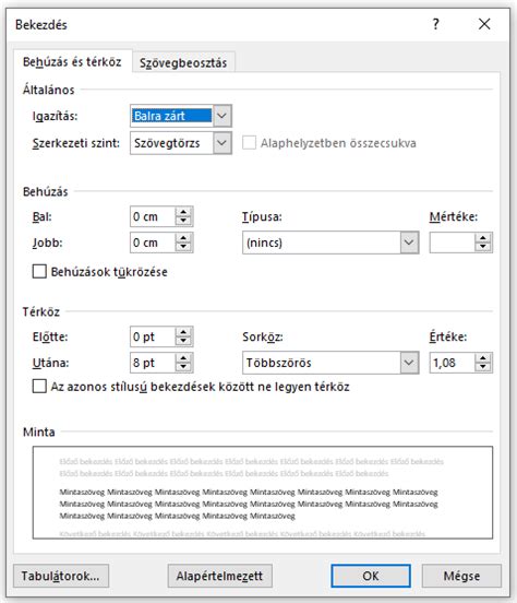 Bekezdés panel beállításai Photoshopban