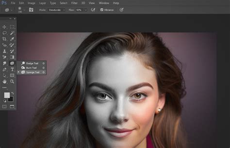 A vörösszem-effektus eltávolítása Photoshopban: Sponge Tool és Dodge Tool használata
