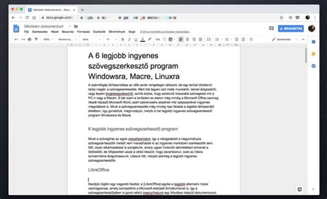 Szövegszerkesztő program felhasználói felülete