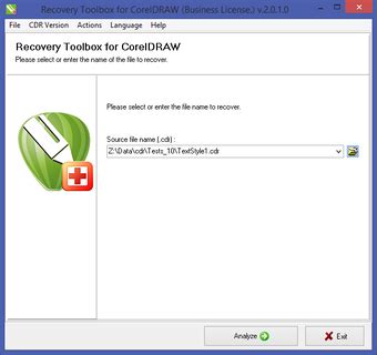 Recovery Toolbox for CorelDraw felület