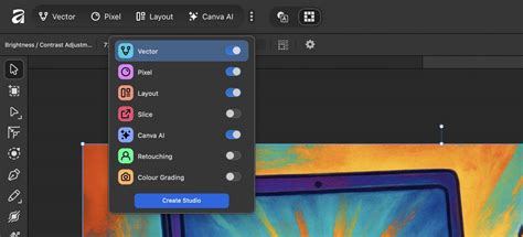 Felhasználói felület Adobe Photoshop és Affinity Photo