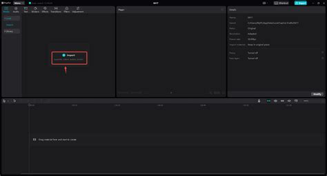 CapCut felirat szerkesztő felület