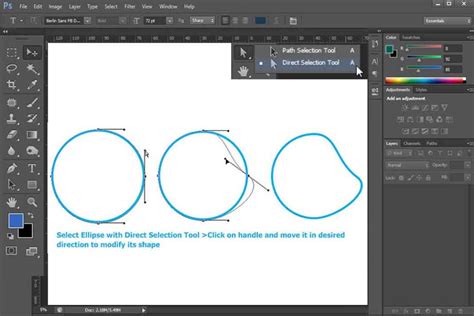 Példa komplex görbe szerkesztésére a Pen Tool és Direct Selection Tool segítségével Photoshopban