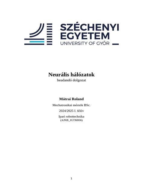 Neurális szűrők demonstrációja