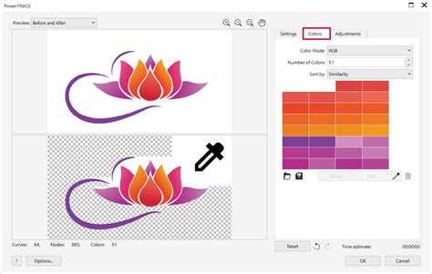CorelDRAW felület PowerTRACE funkcióval