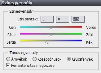 Photoshop színezet telítettség beállítások