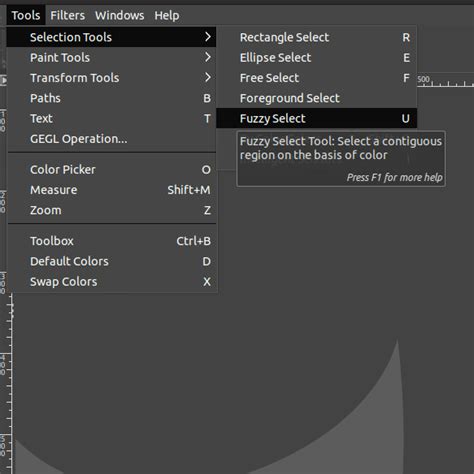 Fuzzy Select Tool használata GIMP-ben