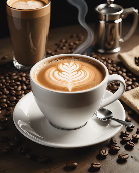 A kávébab és csésze kávé