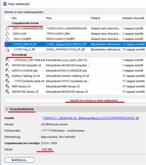 Archicad Helyi Adatkezelő felület