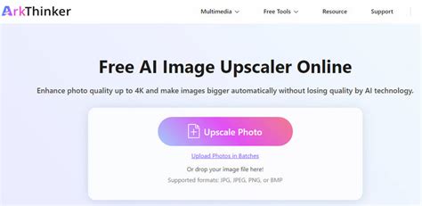 ArkThinker Image Upscaler felület