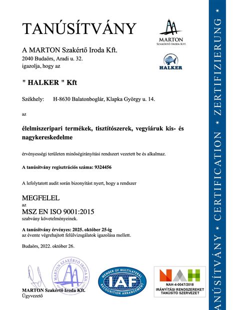 BIM Menedzser Tanúsítvány minta