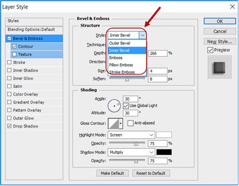 Photoshop rétegstílusok: Bevel and Emboss