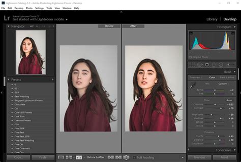 Lightroom CC szerkesztőfelület