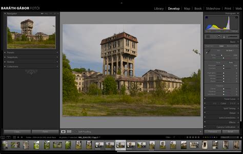 Lightroom felületének egy példája