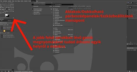 GIMP felhasználói felület és eszköztár