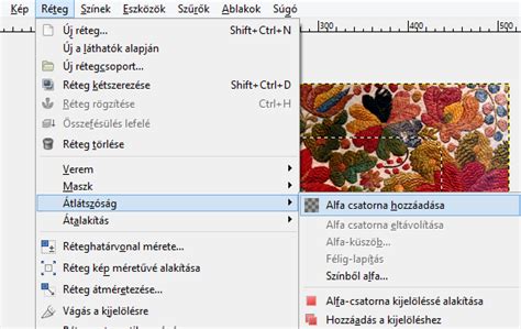 GIMP alfa csatorna átlátszóság