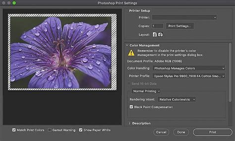 Próbanyomat-ellenőrzés beállítása Photoshopban