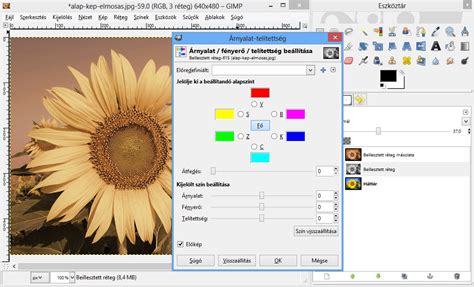 GIMP színbeállítások az Eszközbeállítások ablakban