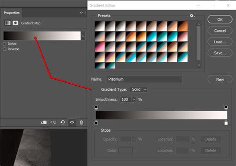 Photoshop színátmenet panel