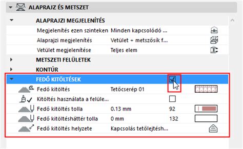 Fedő Kitöltés Beállítások ArchiCAD-ben