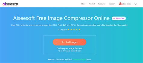 Az Aiseesoft Free Image Compressor felülete